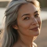 Midlife woman with natural, radiant skin outdoors, representing regenerative aesthetics and skin confidence in Calgary