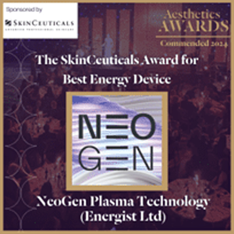 NeoGen Plasma Technology recognized in the SkinCeuticals Best Energy Device Awards 2024