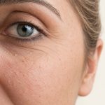 Milia under the eyes and across the cheek